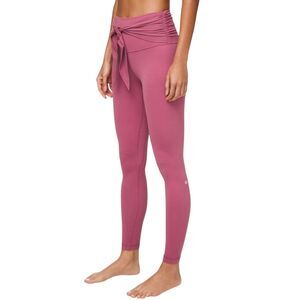 Lululemon Align Pant Wrap Waist Moss Rose 28" Leggings Size 12 Tie Belt EUC